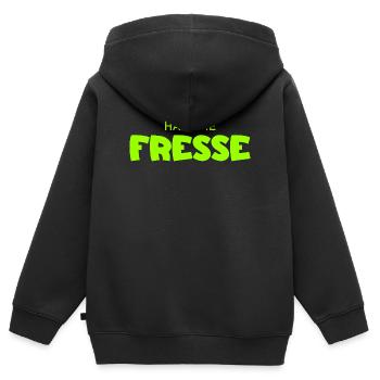 Halt die Fresse - Cooler Spruch - Kinder Premium Organic Zip Hoodie - Schwarz - Hinten - AI Model Kid Male (0cm)