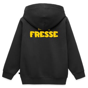 Halt die Fresse - Cooler Spruch - Kinder Premium Organic Zip Hoodie - Schwarz - Hinten - AI Model Kid Male (0cm)