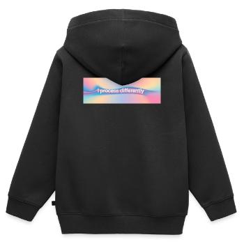 Je traite différemment - Sweat Premium à capuche zippé enfant bio - noir - Dos - AI Model Kid Male (0cm)