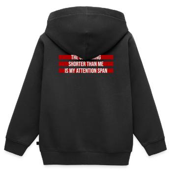 The Only Thing Shorter Than Me Is My Attention - Kinder Premium Organic Zip Hoodie - Schwarz - Hinten - AI Model Kid Male (0cm)