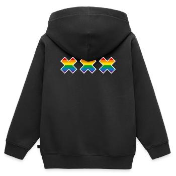 Amsterdam Pride Regenbogenflagge Andreaskreuz LGBT - Kinder Premium Organic Zip Hoodie - Schwarz - Hinten - AI Model Kid Male (0cm)