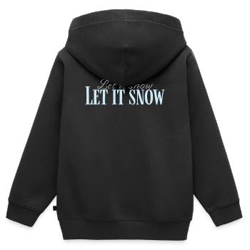 Let It Snow Script Bleu Glacé - Sweat Premium à capuche zippé enfant bio - noir - Dos - AI Model Kid Male (0cm)