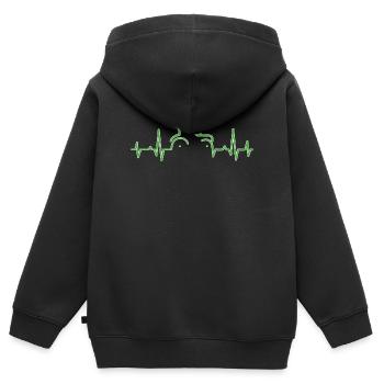 KARDIOGRAMM TRAKTOR Grün - Kinder Premium Organic Zip Hoodie - Schwarz - Hinten - AI Model Kid Male (0cm)