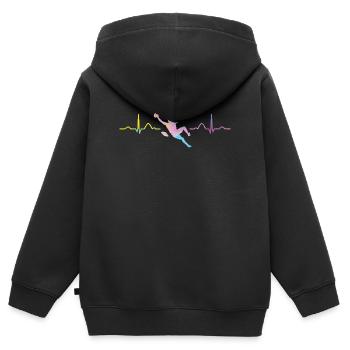 Boulderer Herzschlag Boulder Bouldern - Kinder Premium Organic Zip Hoodie - Schwarz - Hinten - AI Model Kid Male (0cm)