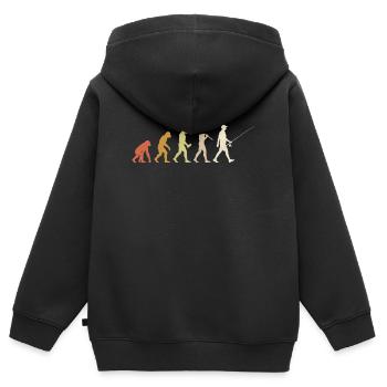 Angel-Evolution Lustiges Fischer-Geschenk - Kinder Premium Organic Zip Hoodie - Schwarz - Hinten - AI Model Kid Male (0cm)