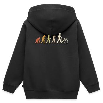 Cycling Evolution – Minimalistisches, lustiges Radfahrergeschenk - Kinder Premium Organic Zip Hoodie - Schwarz - Hinten - AI Model Kid Male (0cm)
