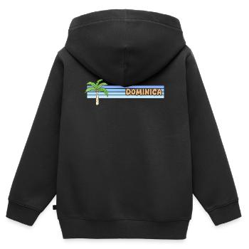 Dominica als Sonne - Kinder Premium Organic Zip Hoodie - Schwarz - Hinten - AI Model Kid Male (0cm)
