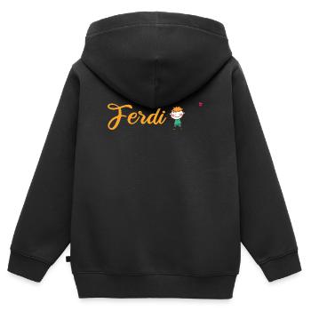 Kindergarten Kita Schule - Accessoires für Ferdi - Kinder Premium Organic Zip Hoodie - Schwarz - Hinten - AI Model Kid Male (0cm)