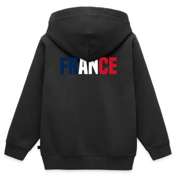 Frankreich - Kinder Premium Organic Zip Hoodie - Schwarz - Hinten - AI Model Kid Male (0cm)