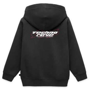TECHNO RAVE | rave together stay togehter - Kids Premium Organic Zip-up Hoodie - black - Back - AI Model Kid Male (0cm)