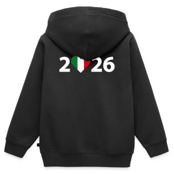 I love Italien 2026, Italien 2026 - Kinder Premium Organic Zip Hoodie - Schwarz - Hinten - AI Model Kid Male (0cm)