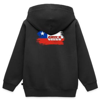 Drapeau chili / Cadeau drapeau national - Sweat Premium à capuche zippé enfant bio - noir - Dos - AI Model Kid Male (0cm)