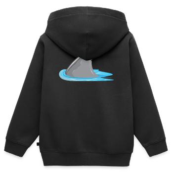 Hai in Sicht! Haifischflosse im Meer - Kinder Premium Organic Zip Hoodie - Schwarz - Hinten - AI Model Kid Male (0cm)