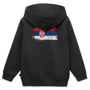 Drapeau vintage de la Serbie - Sweat Premium à capuche zippé enfant bio - noir - Dos - AI Model Kid Male (0cm)