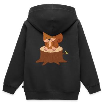 Eichhörnchen - Kinder Premium Organic Zip Hoodie - Schwarz - Hinten - AI Model Kid Male (0cm)