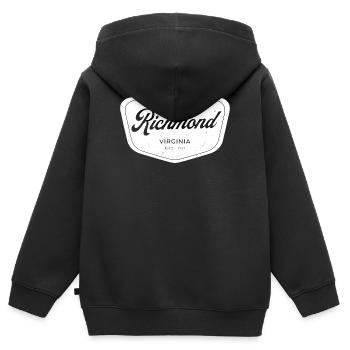 Richmond Virginia Script Emblem - Kinder Premium Organic Zip Hoodie - Schwarz - Hinten - AI Model Kid Male (0cm)