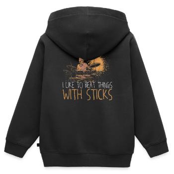 Percussion Drums Drummer Woodwind Snare Music Drum - Sweat Premium à capuche zippé enfant bio - noir - Dos - AI Model Kid Male (0cm)