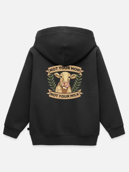 Not Your Mom Not Your Milk Animal Rights Rescue - Kids Premium Organic Zip-up Hoodie - black