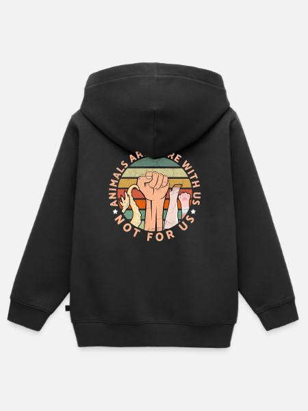 Animals Are Here With Us Not For Us Animal Rights - Kids Premium Organic Zip-up Hoodie - black