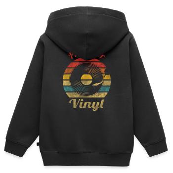 Praise for Vinyl Retro Vintage Music - Kinder Premium Organic Zip Hoodie - Schwarz - Hinten - AI Model Kid Male (0cm)