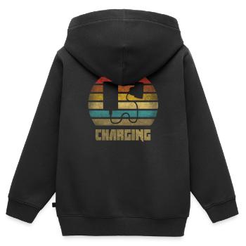 Charger Charging Smartphone Phone Retro Vintage - Kinder Premium Organic Zip Hoodie - Schwarz - Hinten - AI Model Kid Male (0cm)