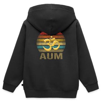 Hinduism Aum Letter Religion Retro Sunset - Kids Premium Organic Zip-up Hoodie - black - Back - AI Model Kid Male (0cm)