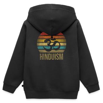 Hinduism Aum Letter Religion Retro Sunset - Kids Premium Organic Zip-up Hoodie - black - Back - AI Model Kid Male (0cm)