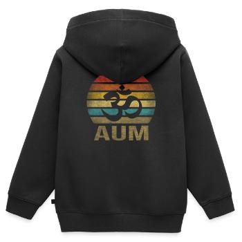 Hinduism Aum Letter Religion Retro Sunset - Kids Premium Organic Zip-up Hoodie - black - Back - AI Model Kid Male (0cm)