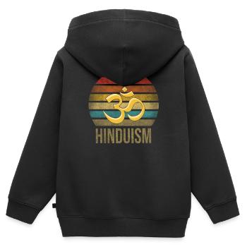 Hinduism Aum Letter Religion Retro Sunset - Kids Premium Organic Zip-up Hoodie - black - Back - AI Model Kid Male (0cm)