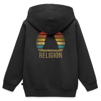 Moine Bouddhiste Moine Bouddhisme Méditation - Sweat Premium à capuche zippé enfant bio - noir - Dos - AI Model Kid Male (0cm)