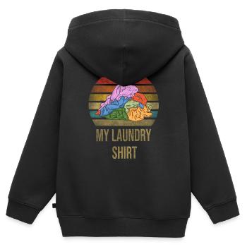 Laundry Day Pile of Clothes Retro Sunset - Kinder Premium Organic Zip Hoodie - Schwarz - Hinten - AI Model Kid Male (0cm)