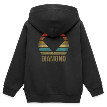 Ruby Gemstone Retro Coucher de soleil - Sweat Premium à capuche zippé enfant bio - noir - Dos - AI Model Kid Male (0cm)
