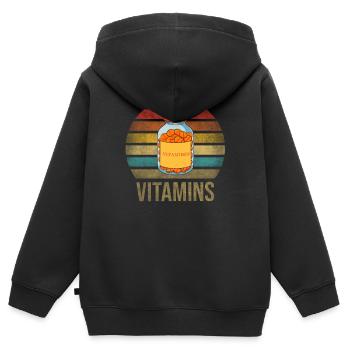 Vitamines Pilules Retro Sunset Vintage - Sweat Premium à capuche zippé enfant bio - noir - Dos - AI Model Kid Male (0cm)
