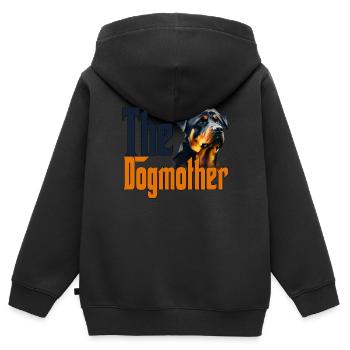 Rottweiler Chien Maman Chienne Chiens Maman Rottie - Sweat Premium à capuche zippé enfant bio - noir - Dos - AI Model Kid Male (0cm)
