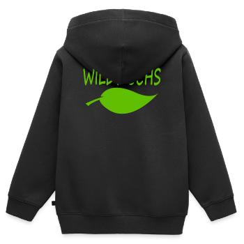 WILDWUCHS - Kinder Premium Organic Zip Hoodie - Schwarz - Hinten - AI Model Kid Male (0cm)