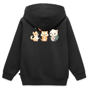 Niedliche Waldfreunde Illustration - Kinder Premium Organic Zip Hoodie - Schwarz - Hinten - AI Model Kid Male (0cm)