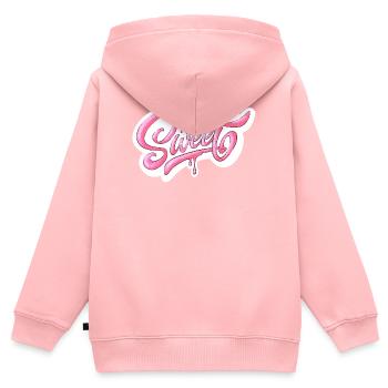 Sweet Pink Glitter Manuscrit Design - Sweat Premium à capuche zippé enfant bio - rose - Dos - AI Model Kid Female (0cm)
