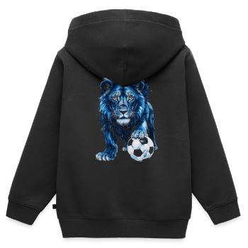 Lion Football Coloré Angleterre Animal Design Imprimer - Sweat Premium à capuche zippé enfant bio - noir - Dos - AI Model Kid Male (0cm)