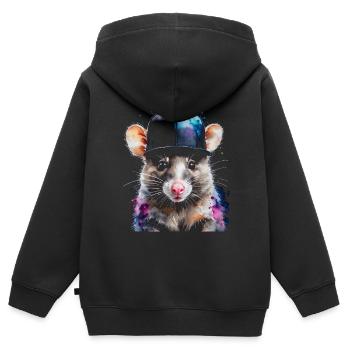 Opossum Snapback Cap Cool Tier Design Print - Sweat Premium à capuche zippé enfant bio - noir - Dos - AI Model Kid Male (0cm)