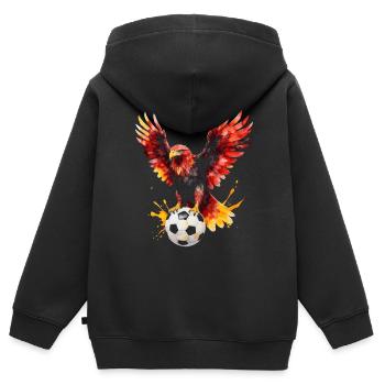 Eagle Football Coloré Allemagne Animal Design Print - Sweat Premium à capuche zippé enfant bio - noir - Dos - AI Model Kid Male (0cm)
