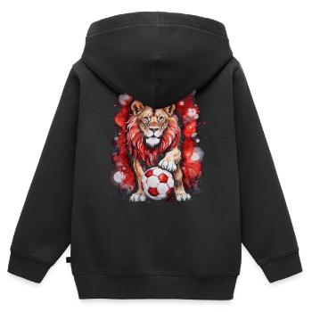Lion Football Coloré Pologne Animal Design Print - Sweat Premium à capuche zippé enfant bio - noir - Dos - AI Model Kid Male (0cm)
