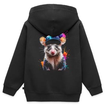Opossum Snapback Cap Cool Tier Design Print - Sweat Premium à capuche zippé enfant bio - noir - Dos - AI Model Kid Male (0cm)