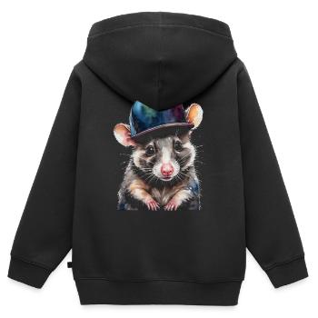 Opossum Snapback Cap Cool Tier Design Print - Sweat Premium à capuche zippé enfant bio - noir - Dos - AI Model Kid Male (0cm)