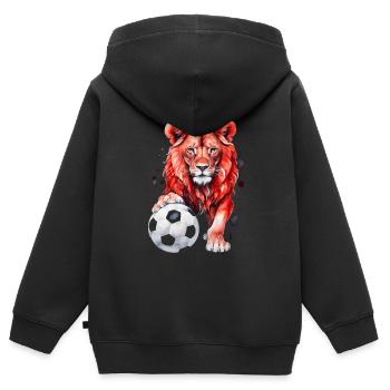 Lion Football Coloré Autriche Animal Design Imprimer - Sweat Premium à capuche zippé enfant bio - noir - Dos - AI Model Kid Male (0cm)