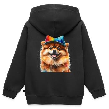 Pomeranian Pomeranian Snapback Cap Dog Print - Kids Premium Organic Zip-up Hoodie - black - Back - AI Model Kid Male (0cm)