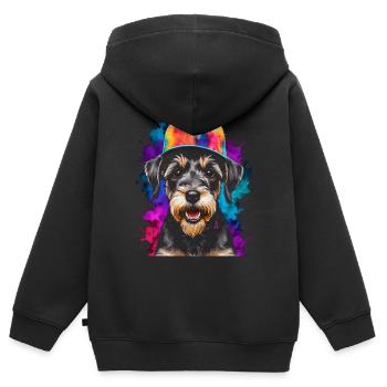 Miniature Schnauzer Snapback Cap Chien Animal Design Print - Sweat Premium à capuche zippé enfant bio - noir - Dos - AI Model Kid Male (0cm)