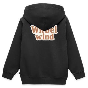 Wirbelwind – Boho Kinderkleidung & Geschenk - Kinder Premium Organic Zip Hoodie - Schwarz - Hinten - AI Model Kid Male (0cm)