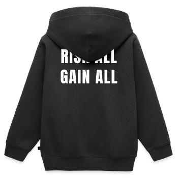 Risk All Gain All Success Power Ambition Mindset - Sweat Premium à capuche zippé enfant bio - noir - Dos - AI Model Kid Male (0cm)