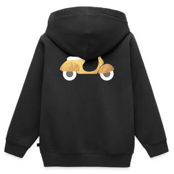 Scooter Or Luxe Italie Exclusif Rétro Vintage - Sweat Premium à capuche zippé enfant bio - noir - Dos - AI Model Kid Male (0cm)