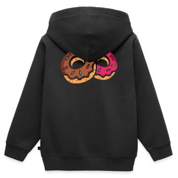 Deux beignets colorés avec glaçage - Sweat Premium à capuche zippé enfant bio - noir - Dos - AI Model Kid Male (0cm)